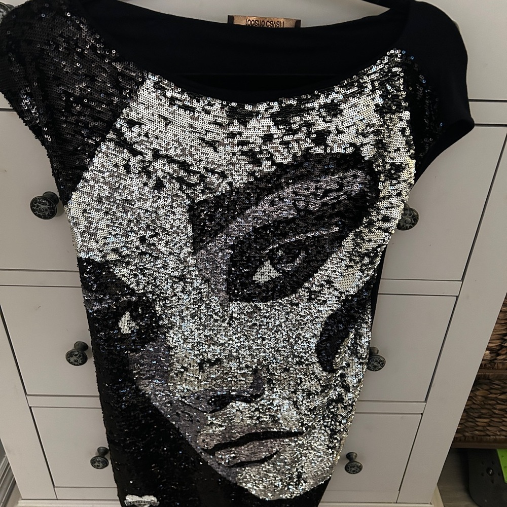 Roberto Cavalli Black Sequin Embellished Mini Dress